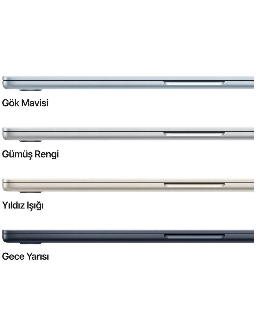 Apple MacBook Air M4 16GB 512GB SSD macOS 15" Taşınabilir Bilgisayar Gece Yarısı MW1M3TU/A